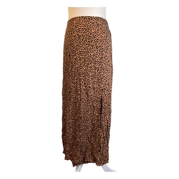 American Eagle Leopard Print Maxi Skirt Brown Black Flowy A-Line Pull-On XS - Picture 1 of 10